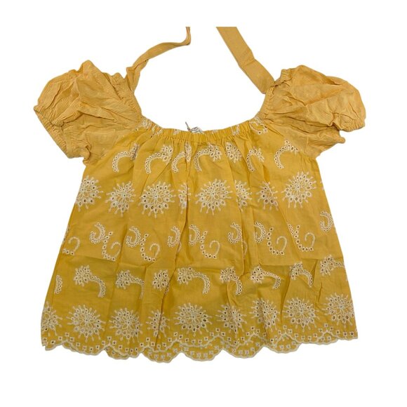 Grace & Emma Top Embroidered Off-Shoulder Puff Sleeves Tie Womens Size M New Tag - Picture 6 of 12